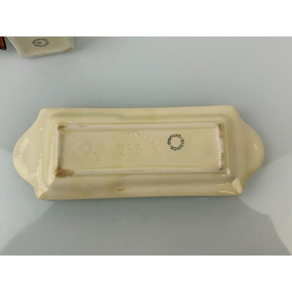 Beswick England 1940s Tudor-Style Cottages Salt Pepper & Sugar Set on Tray VTG - Picture 16 of 16